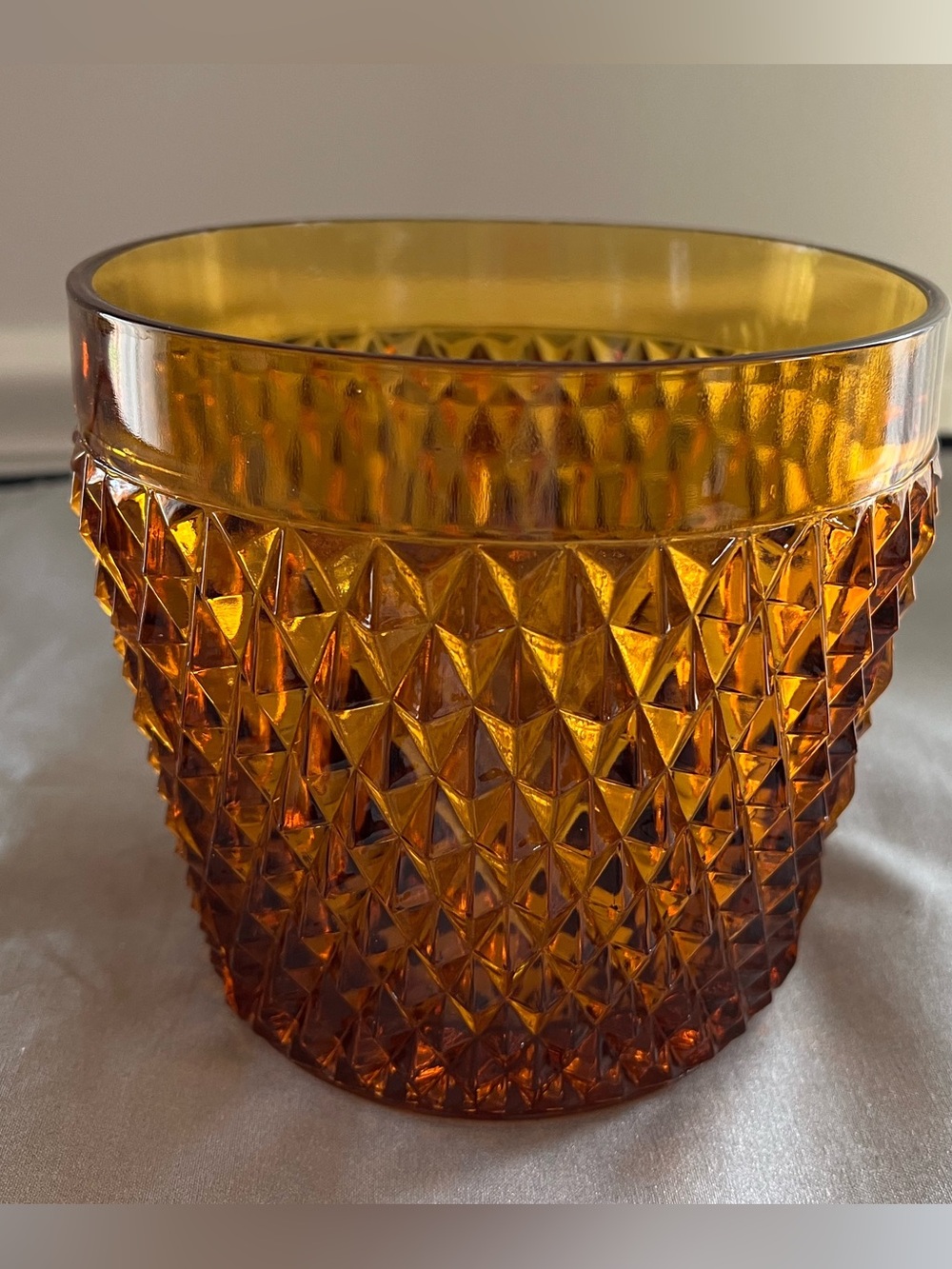 Vintage Amber Textured Glass Ice Bucket